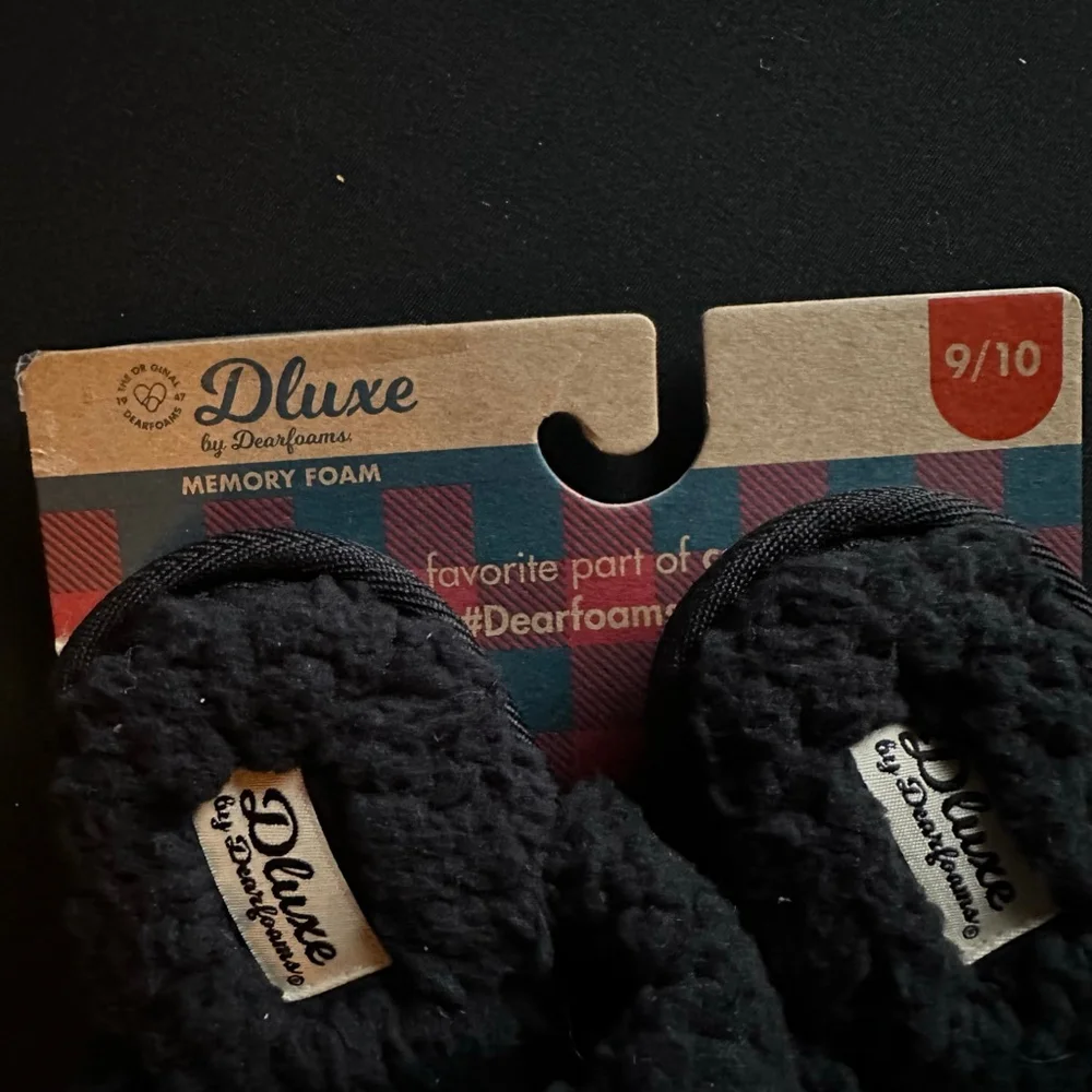 Baby DLuxe by Dearfoams Black White Smiley Face Slippers Size 9